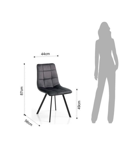 4 Chaises en velours Toffee noires - 87x44x56 cm