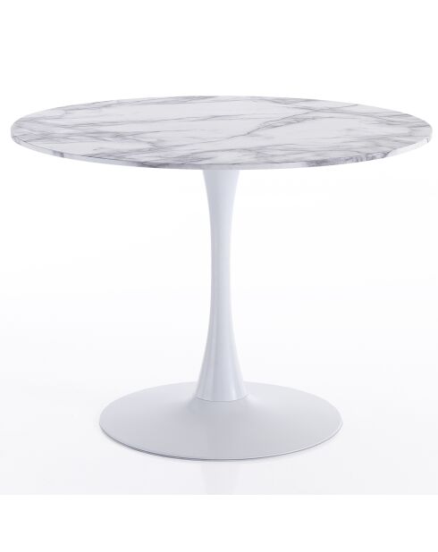 Table ronde Kyoto blanc/marbre - 90x74 cm