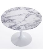Table ronde Kyoto blanc/marbre - 90x74 cm