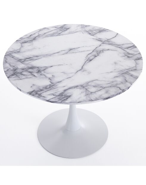 Table ronde Kyoto blanc/marbre - 90x74 cm