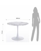Table ronde Kyoto blanc/marbre - 90x74 cm