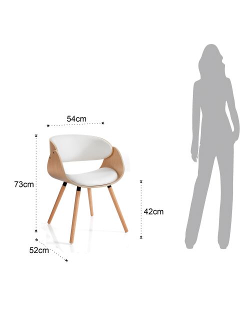 Chaise Visby chêne/blanc - 73x54x52 cm