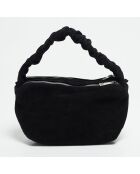 Sac à main en Velours de Cuir Belly noir - 28x13.5x7.5 cm