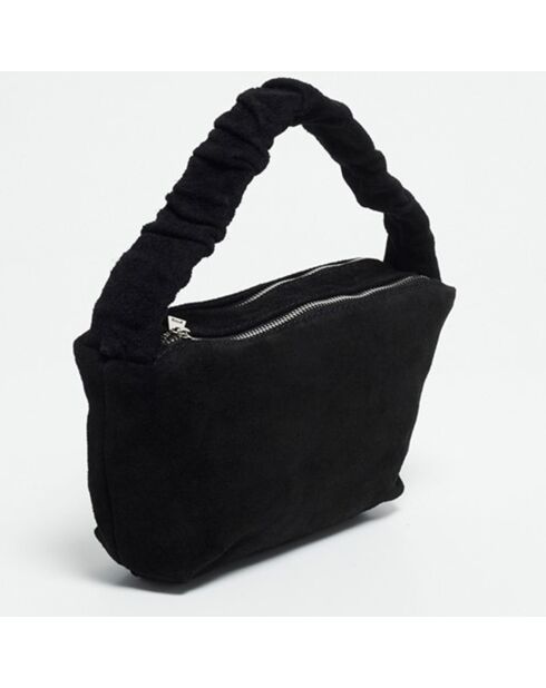 Sac à main en Velours de Cuir Belly noir - 28x13.5x7.5 cm