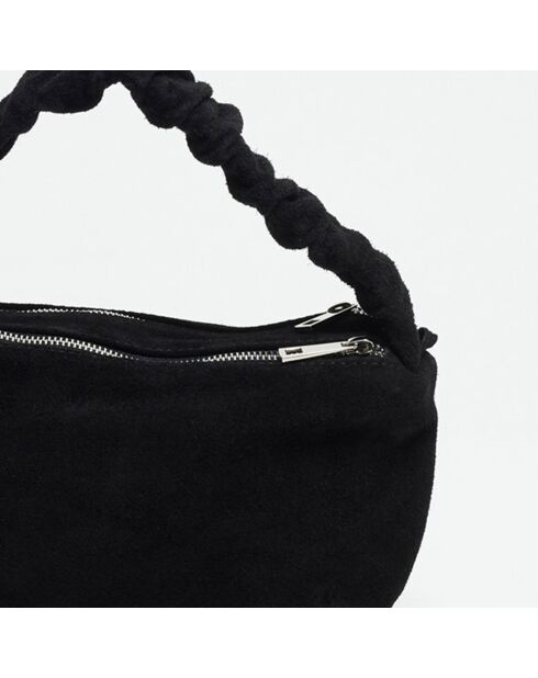 Sac à main en Velours de Cuir Belly noir - 28x13.5x7.5 cm