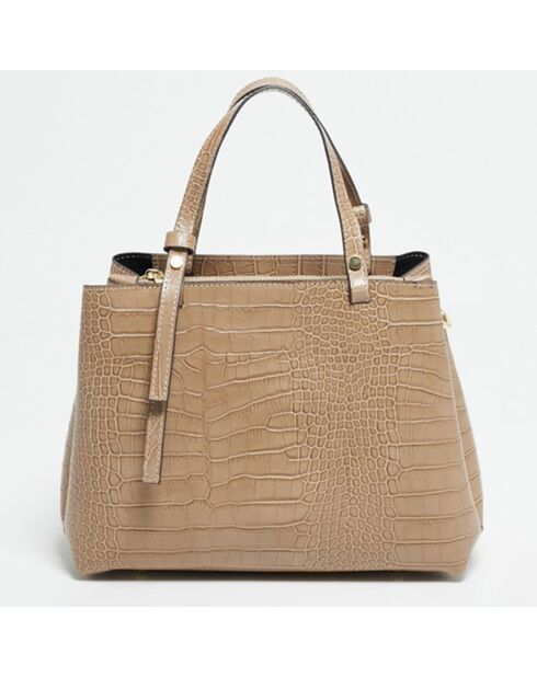 Sac à main en Cuir croco Berry taupe clair - 22x28x12 cm