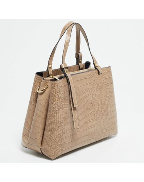 Sac à main en Cuir croco Berry taupe clair - 22x28x12 cm