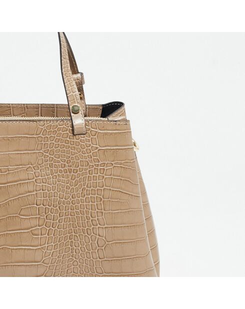 Sac à main en Cuir croco Berry taupe clair - 22x28x12 cm