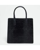 Sac à main en Cuir croco Céleste noir - 31x26x9 cm