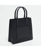 Sac à main en Cuir croco Céleste noir - 31x26x9 cm