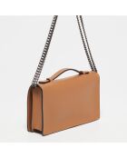 Sac bandoulière en Cuir Stacy camel - 22x12x4 cm