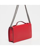 Sac bandoulière en Cuir Stacy rouge - 22x12x4 cm