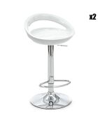 2 Tabourets Mirko blanc/chrome - 62/82x47x40 cm