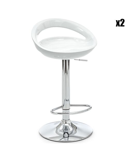 2 Tabourets Mirko blanc/chrome - 62/82x47x40 cm