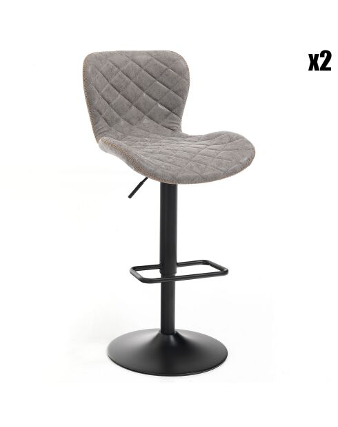2 Tabourets de bar Diamond gris/noir - 87/107x48x55 cm