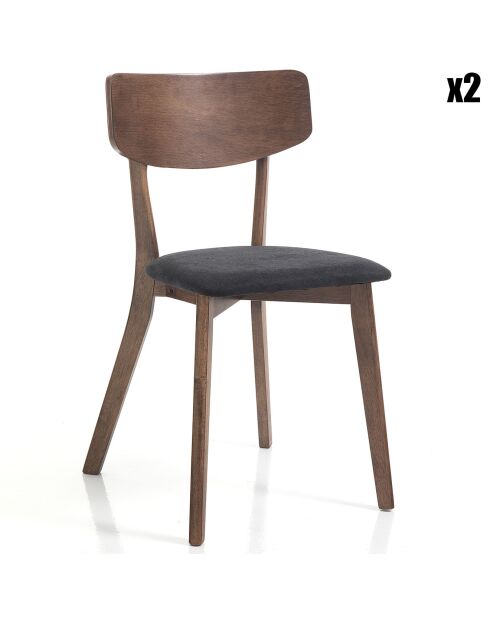 2 Chaises Varm noyer/gris - 80x44x47 cm