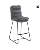 2 Tabourets Rembourés Gana gris/noir - 110x47x59 cm