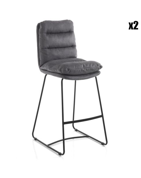 2 Tabourets Rembourés Gana gris/noir - 110x47x59 cm