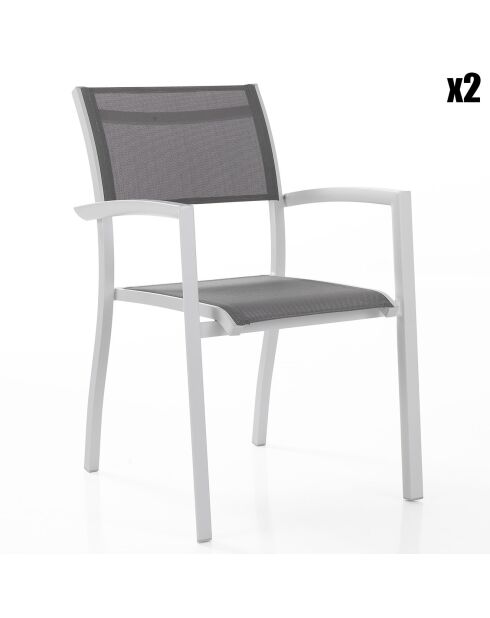 2 Chaises d'intérieur/extérieur Nydri blanc/gris - 86x56x62 cm