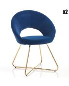 2 Chaises Edda bleu/doré - 82x64x56 cm