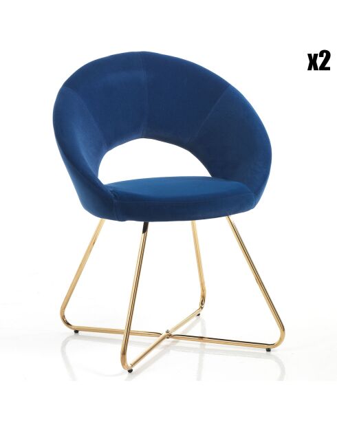2 Chaises Edda bleu/doré - 82x64x56 cm