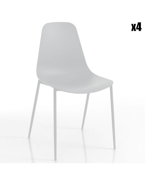 4 Chaises d'intérieur/extérieur Oslo blanches - 88x46x53 cm