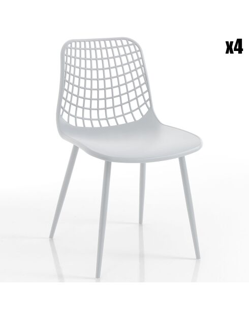 4 Chaises d'intérieur/extérieur blanches - 80x46x55 cm