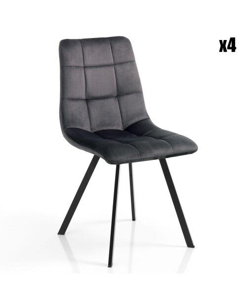4 Chaises en velours Toffee noires - 87x44x56 cm