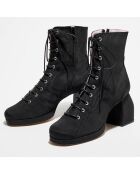 Bottines Moire noires - Talon 7 cm