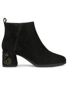 Boots en Velours de Cuir Calinda noir/doré - Talon 6 cm