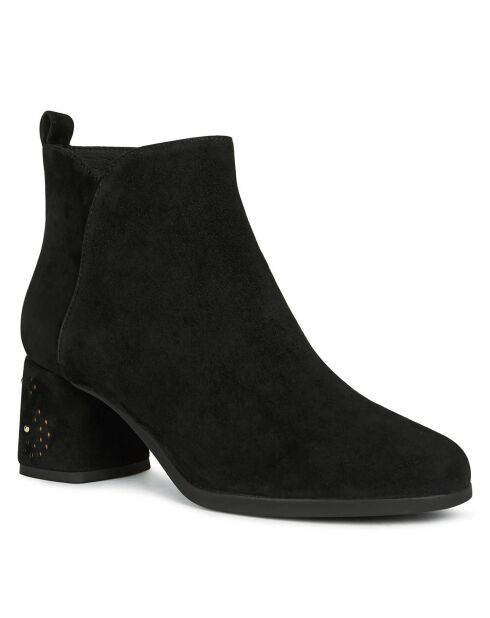 Boots en Velours de Cuir Calinda noir/doré - Talon 6 cm