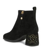 Boots en Velours de Cuir Calinda noir/doré - Talon 6 cm