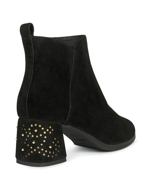 Boots en Velours de Cuir Calinda noir/doré - Talon 6 cm