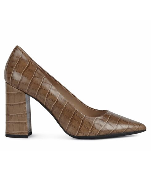 Escarpins en Cuir Bigliana tabac - Talon 9 cm