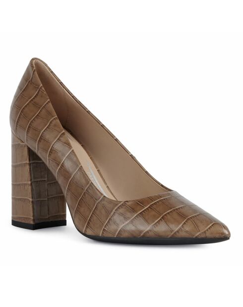 Escarpins en Cuir Bigliana tabac - Talon 9 cm