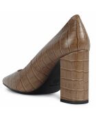 Escarpins en Cuir Bigliana tabac - Talon 9 cm