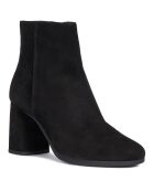 Bottines en Velours de Cuir Calinda noires - Talon 8 cm