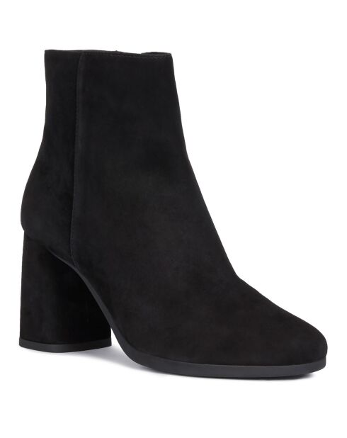 Bottines en Velours de Cuir Calinda noires - Talon 8 cm