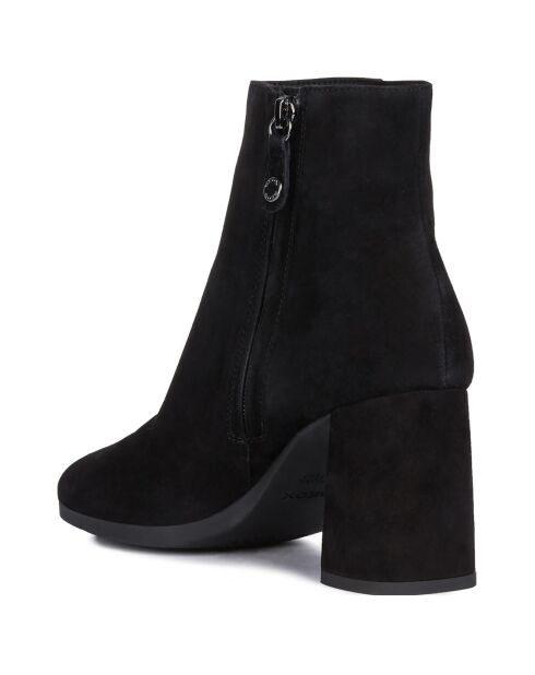 Bottines en Velours de Cuir Calinda noires - Talon 8 cm