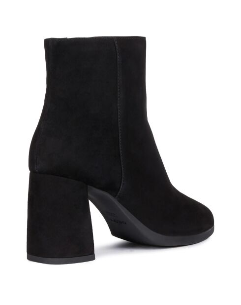 Bottines en Velours de Cuir Calinda noires - Talon 8 cm