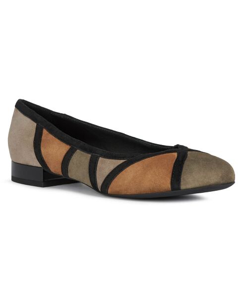 Ballerines en Velours de Cuir Wistrey olive/cognac