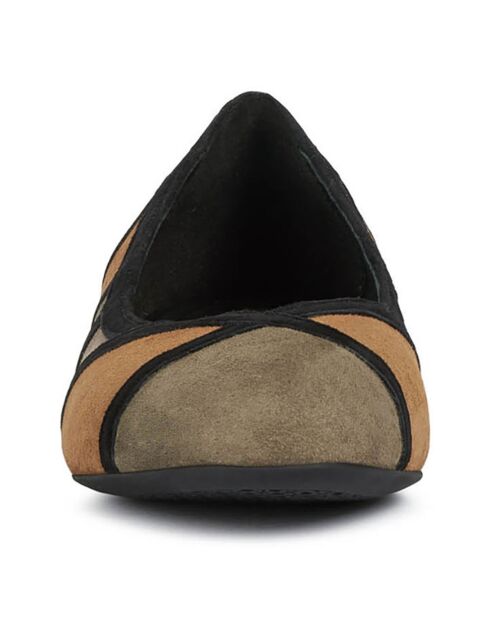 Ballerines en Velours de Cuir Wistrey olive/cognac