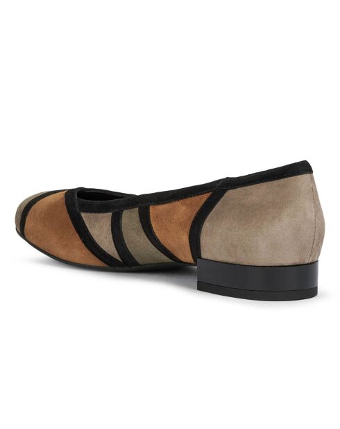 Ballerines en Velours de Cuir Wistrey olive/cognac