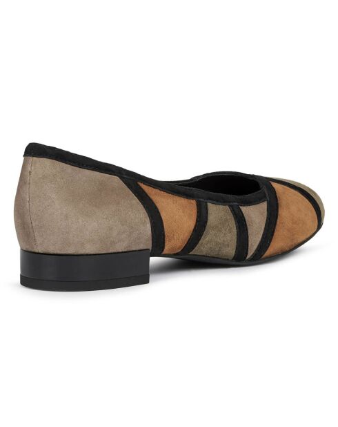 Ballerines en Velours de Cuir Wistrey olive/cognac