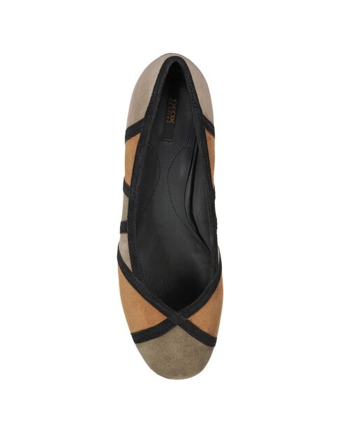 Ballerines en Velours de Cuir Wistrey olive/cognac