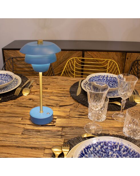 Lampe de table rechargeable moxy bleu/doré - 17x31 cm