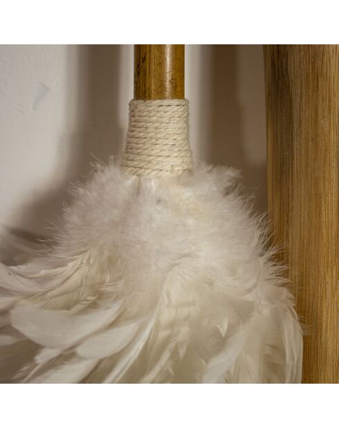 Spolverino decorativo in bambù e piume Kemoa bambù/bianco - 15x15x35 cm