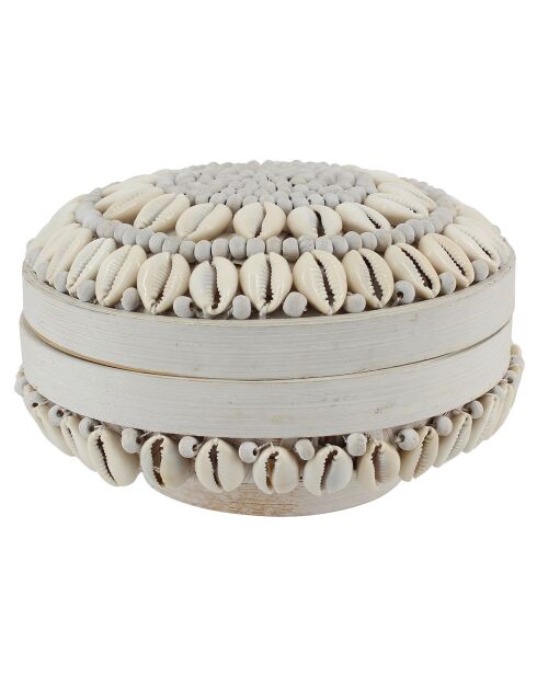 Scatola in bambù decorata con conchiglia Koloa bianca - D.16 cm