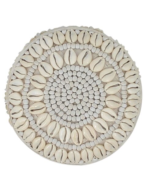 Scatola in bambù decorata con conchiglia Koloa bianca - D.16 cm