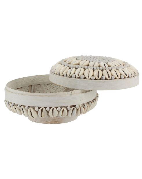 Scatola in bambù decorata con conchiglia Koloa bianca - D.16 cm